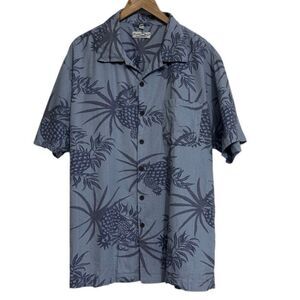 South Bay Outfitters Hawaiian Button-up Shirt Men's 2XL Gray Pineapple Print